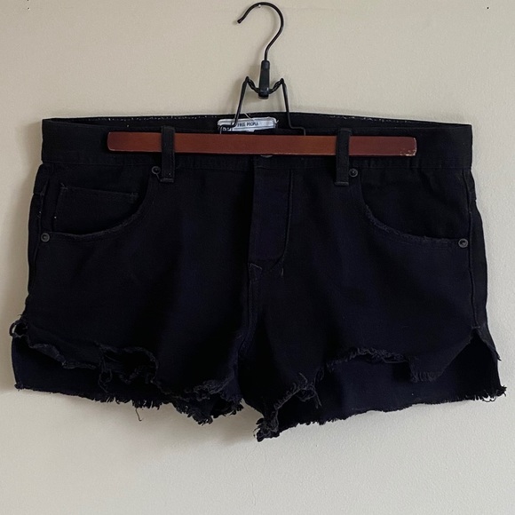 Free People Black Denim Shorts